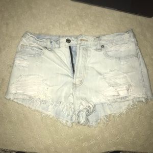 Abercrombie Light Blue Distressed Shorts